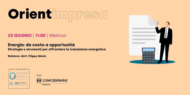 Rassegna Orientimpresa - Webinar “Energia: da costo a opportunità. Strategie e strumenti per affrontare la transizione energetica”